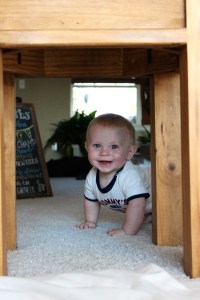 He spotted me while exploring the adjacent room. I love how happy he gets to see me. 
